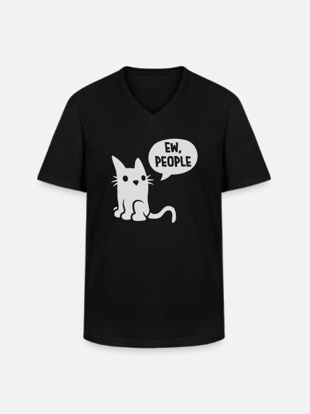 Comic cat ew people - Men's V-Neck T-Shirt - black