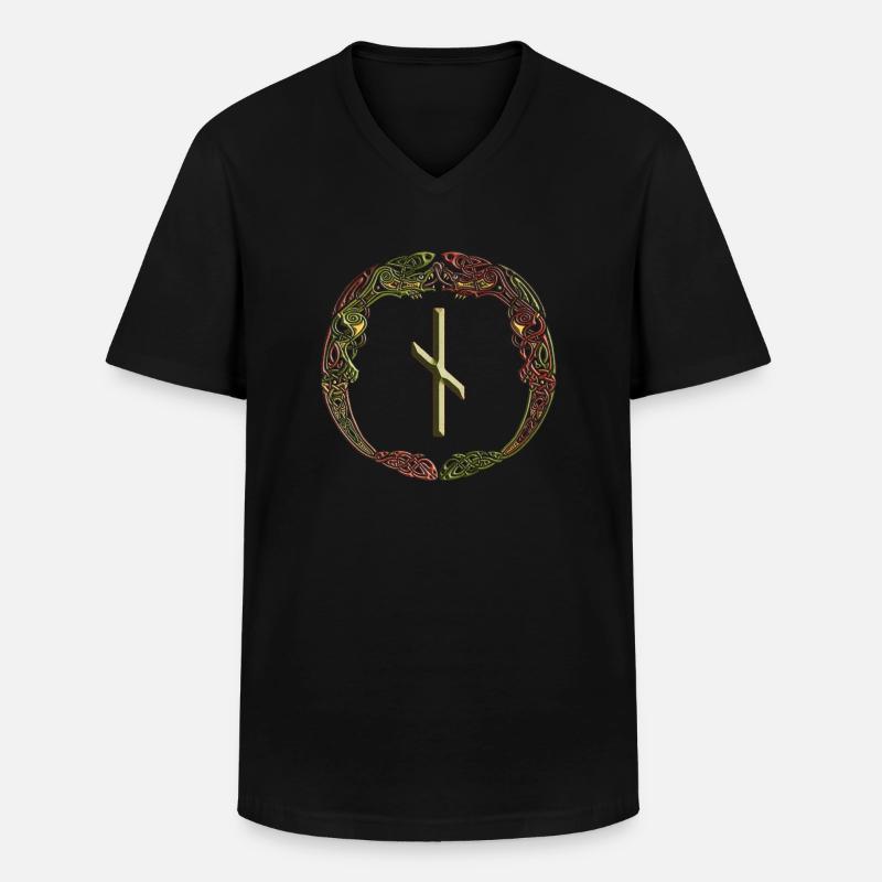Nauthiz - Männer-T-Shirt mit V-Ausschnitt - Schwarz