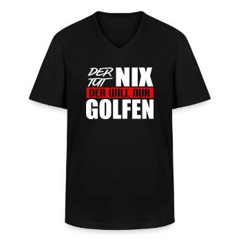 Der tut nix der will nur golfen Fun T-Shirt Party - Männer-T-Shirt mit V-Ausschnitt - Schwarz - Vorne - AI Model Male 178 dark (178cm)