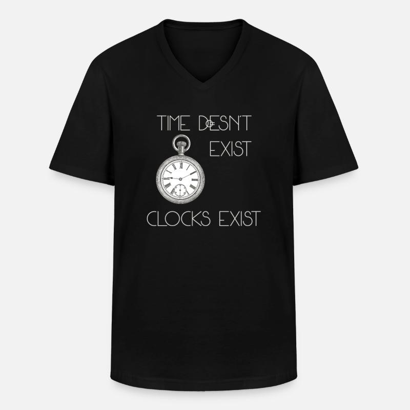 time doesn't exist - Männer-T-Shirt mit V-Ausschnitt - Schwarz