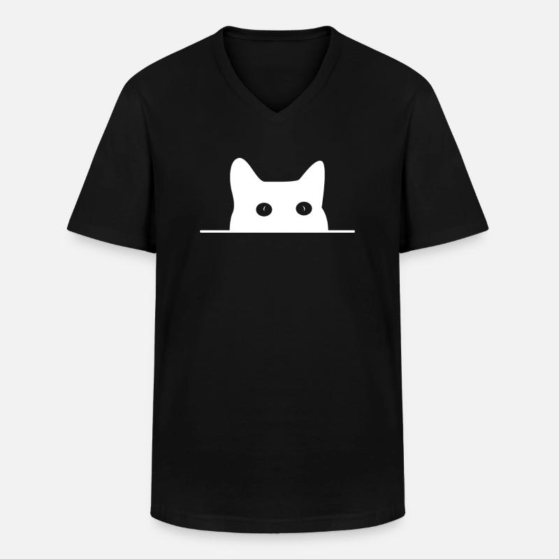Katze - Männer-T-Shirt mit V-Ausschnitt - Schwarz