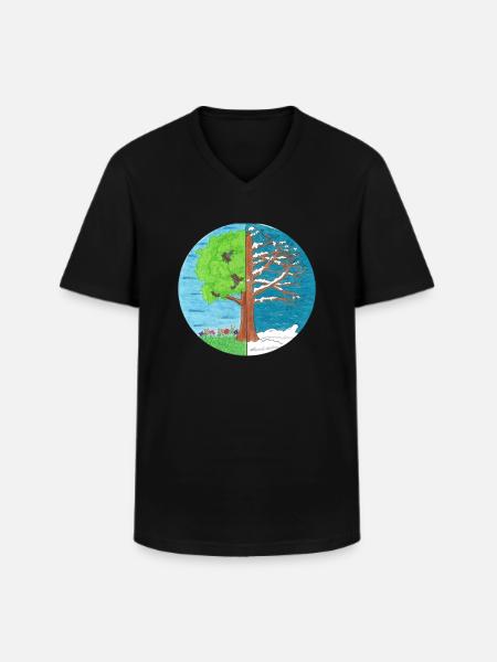 Sommer und Winter - Männer-T-Shirt mit V-Ausschnitt - Schwarz