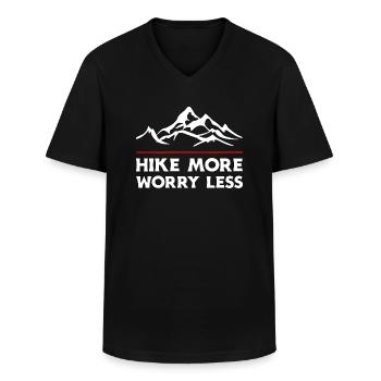 Hike More Worry Less. Wanderung Wandern Design - Männer-T-Shirt mit V-Ausschnitt - Schwarz - Vorne - AI Model Male 178 dark (178cm)