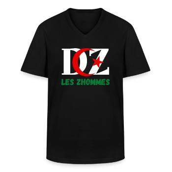 DZ Les Zhommes Algérie - T-shirt col V Homme - noir - Devant - AI Model Male 178 dark (178cm)