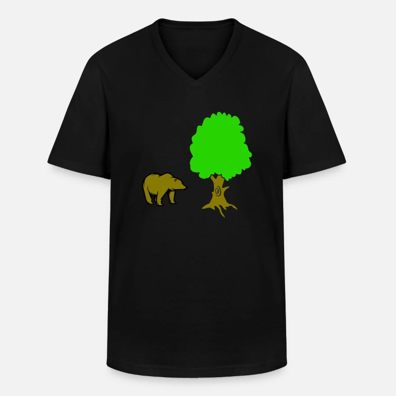 bär baum - Männer-T-Shirt mit V-Ausschnitt - Schwarz