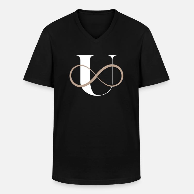 Unendlicher Buchstabe u - Männer-T-Shirt mit V-Ausschnitt - Schwarz