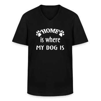 Dog dog - Men's V-Neck T-Shirt - black - Front - AI Model Male 178 dark (178cm)