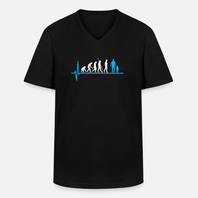 Vater Kind Evolution Papa Vaterschaft - Männer-T-Shirt mit V-Ausschnitt - Schwarz