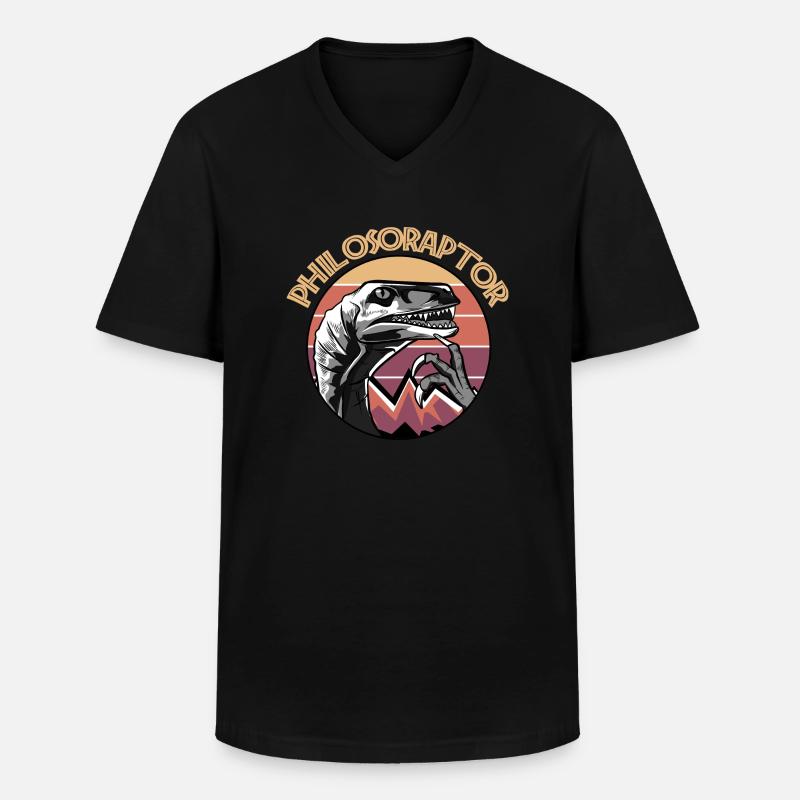 Philosoraptor - Männer-T-Shirt mit V-Ausschnitt - Schwarz