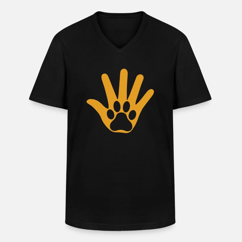 Hand - Männer-T-Shirt mit V-Ausschnitt - Schwarz