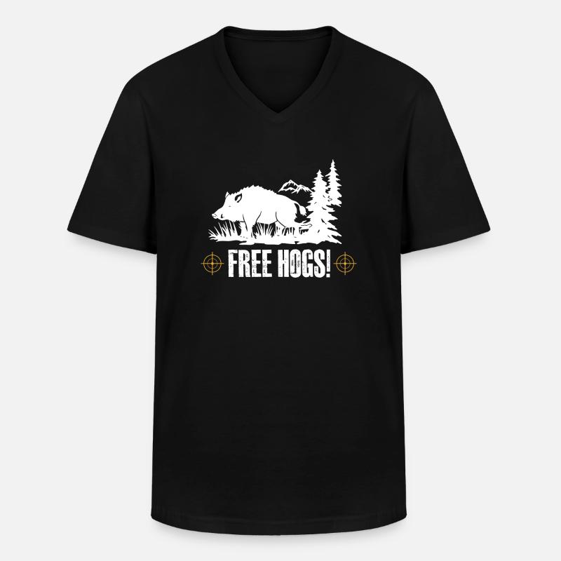 Free Hogs - Männer-T-Shirt mit V-Ausschnitt - Schwarz