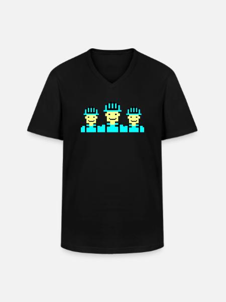 Construction Worker Pixel 02 - Men's V-Neck T-Shirt - black