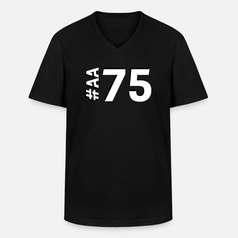 Nr. AA75 - Männer-T-Shirt mit V-Ausschnitt - Schwarz