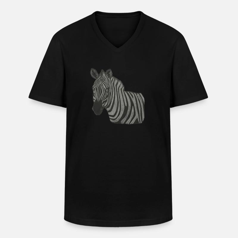 Zebra - Männer-T-Shirt mit V-Ausschnitt - Schwarz