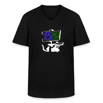 Logo Banksy Style blanc - T-shirt col V Homme - noir - Devant - AI Model Male 178 dark (178cm)