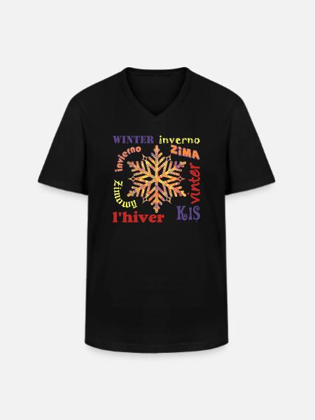 Winter multilingual E 53 - Men's V-Neck T-Shirt - black