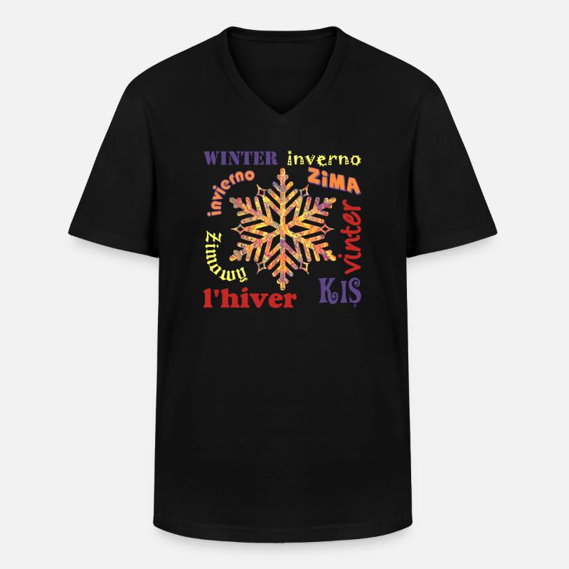 Winter multilingual E 53 - Men's V-Neck T-Shirt - black