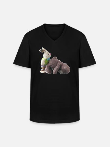 Teddy Bear Bunny - Men's V-Neck T-Shirt - black