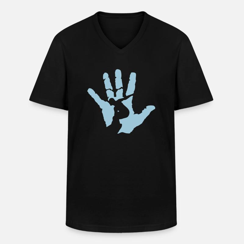 main surf logo surfeur - T-shirt col V Homme - noir