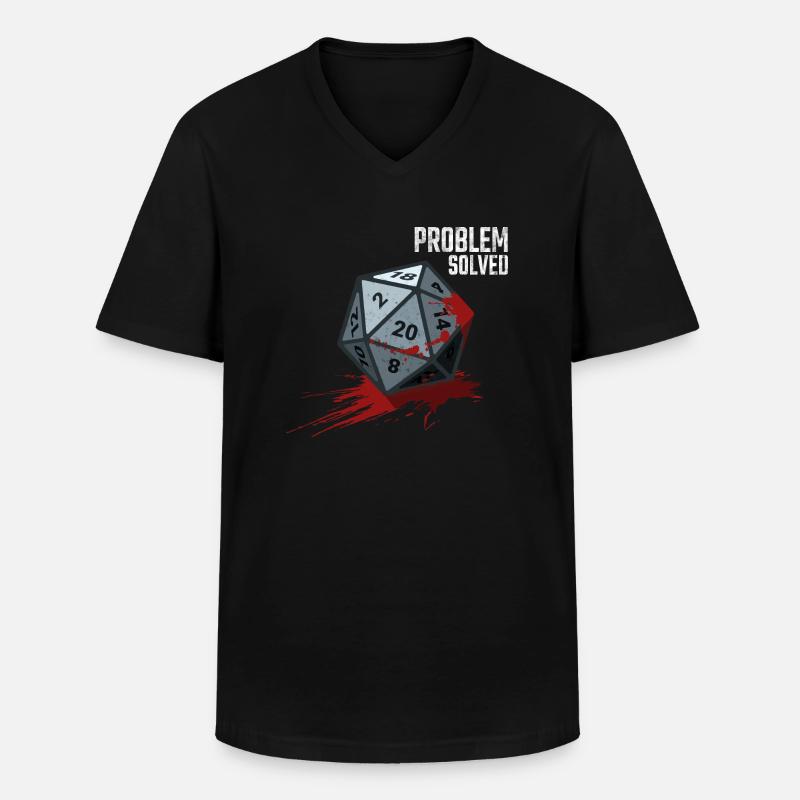 D20 Würfel - Problem solved - Männer-T-Shirt mit V-Ausschnitt - Schwarz