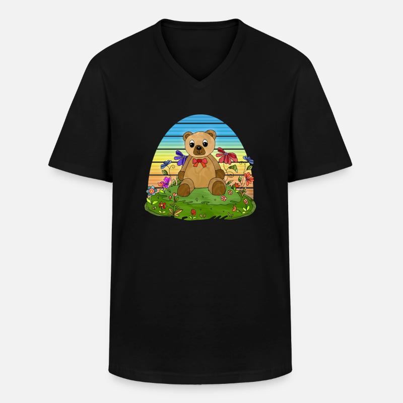 Teddybär - Männer-T-Shirt mit V-Ausschnitt - Schwarz