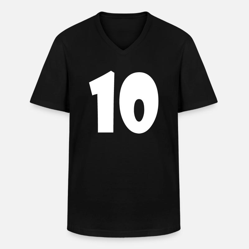 10 - Männer-T-Shirt mit V-Ausschnitt - Schwarz