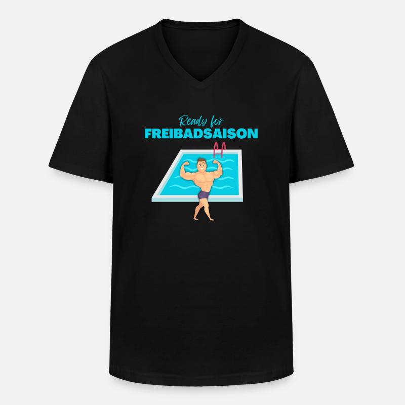 Freibadsaison - Männer-T-Shirt mit V-Ausschnitt - Schwarz
