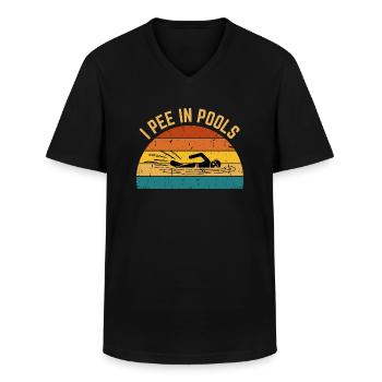 Je fais dans les piscines drôle je fais dans les piscines - T-shirt col V Homme - noir - Devant - AI Model Male 178 dark (178cm)