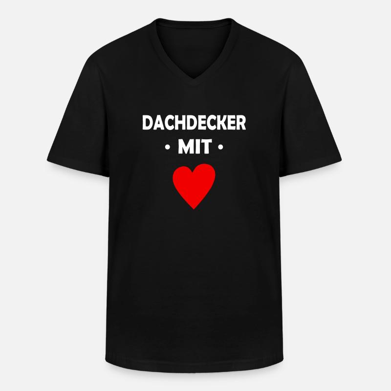 Dachdecker mit Herz - Männer-T-Shirt mit V-Ausschnitt - Schwarz