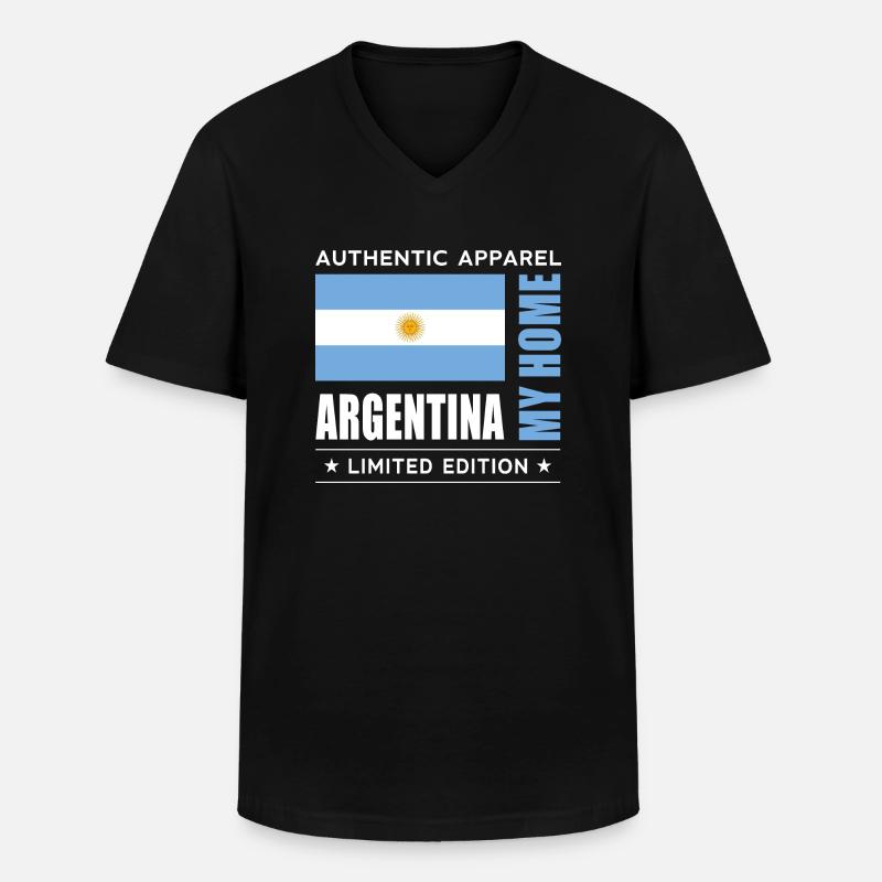 Argentina - Männer-T-Shirt mit V-Ausschnitt - Schwarz