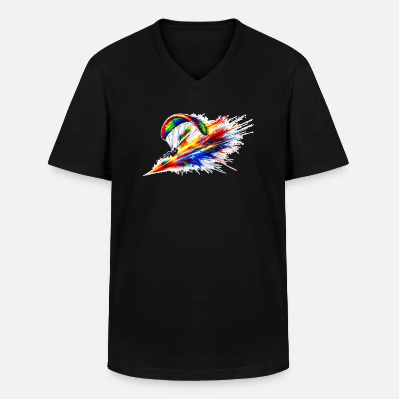 Paragleiter - Farbsplash - Männer-T-Shirt mit V-Ausschnitt - Schwarz
