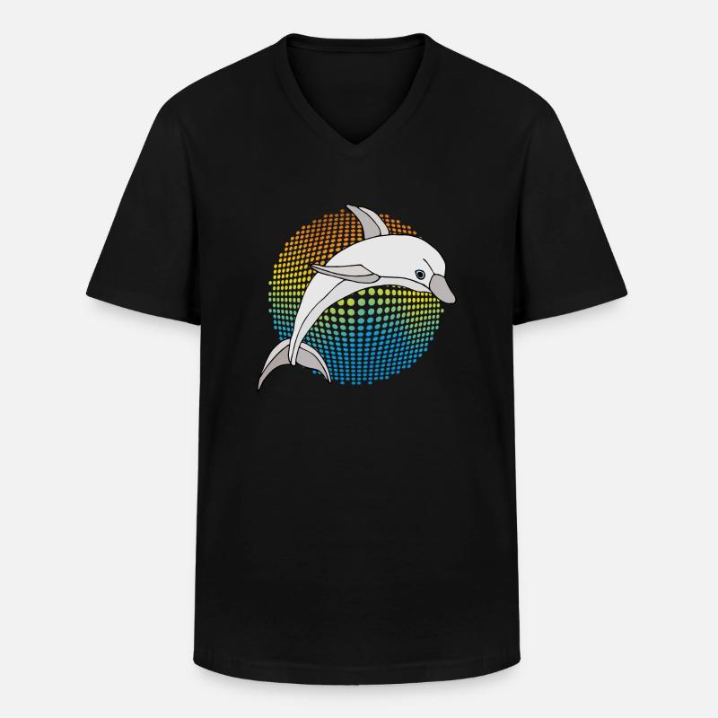 Delfin - Männer-T-Shirt mit V-Ausschnitt - Schwarz