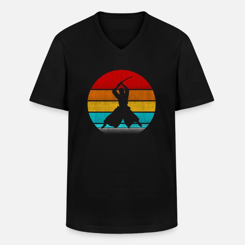 Samurai - Männer-T-Shirt mit V-Ausschnitt - Schwarz