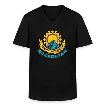 Qazaqstan Geschenk Republik Kasachisch Kasachen - Männer-T-Shirt mit V-Ausschnitt - Schwarz - Vorne - AI Model Male 178 dark (178cm)
