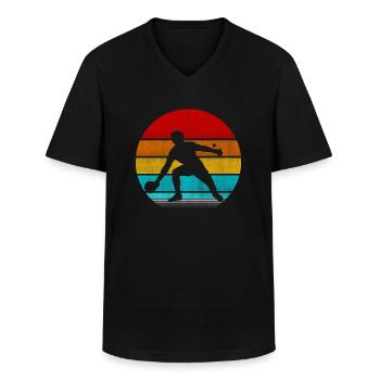 Tischtennis - Männer-T-Shirt mit V-Ausschnitt - Schwarz - Vorne - AI Model Male 178 dark (178cm)