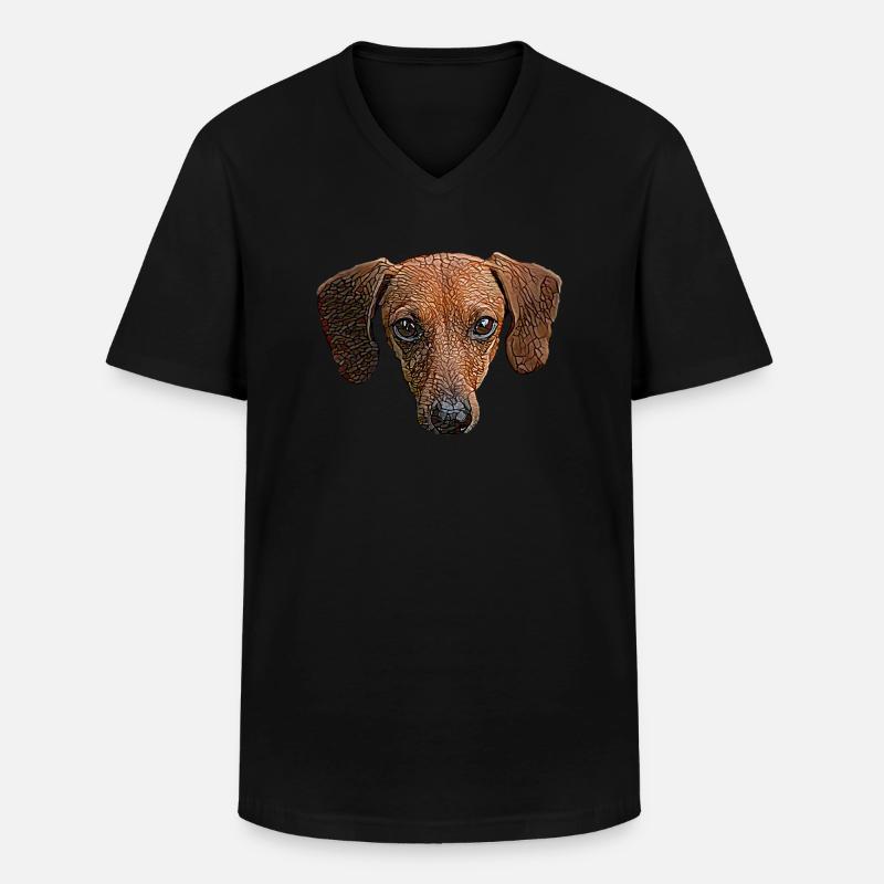 Dackelgesicht - Männer-T-Shirt mit V-Ausschnitt - Schwarz