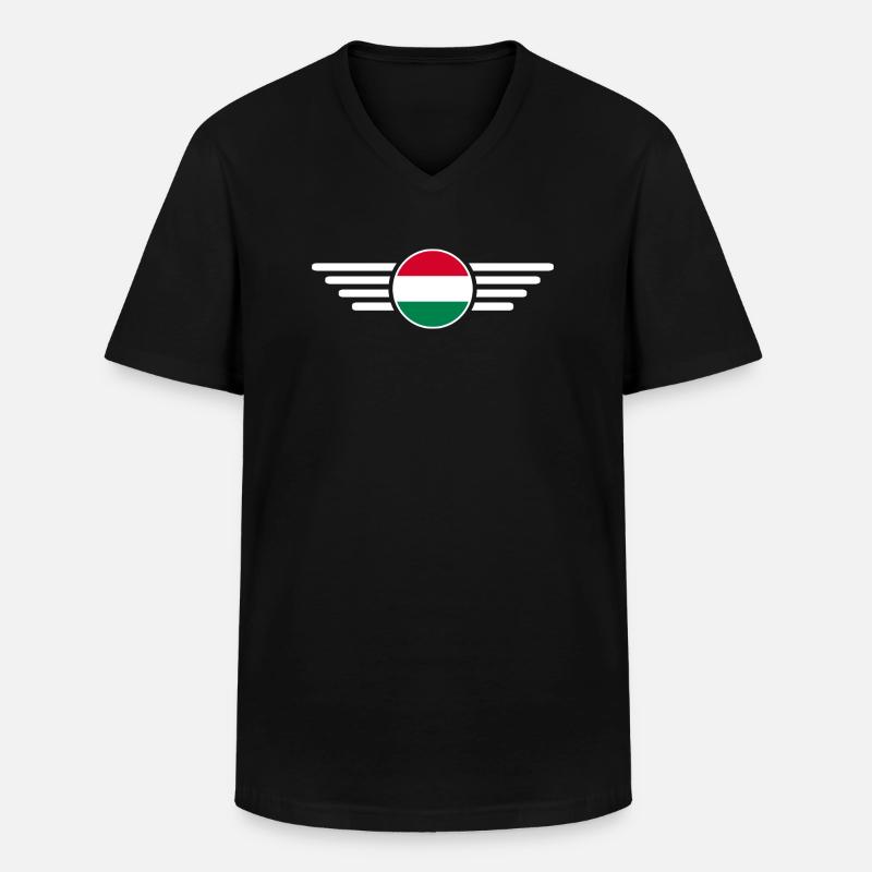 Ungarn Stil Design T-Shirt - Männer-T-Shirt mit V-Ausschnitt - Schwarz