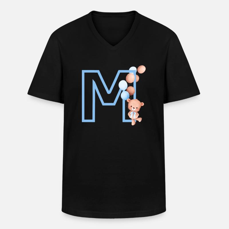 Buchstabe M Blauer Bär - Männer-T-Shirt mit V-Ausschnitt - Schwarz
