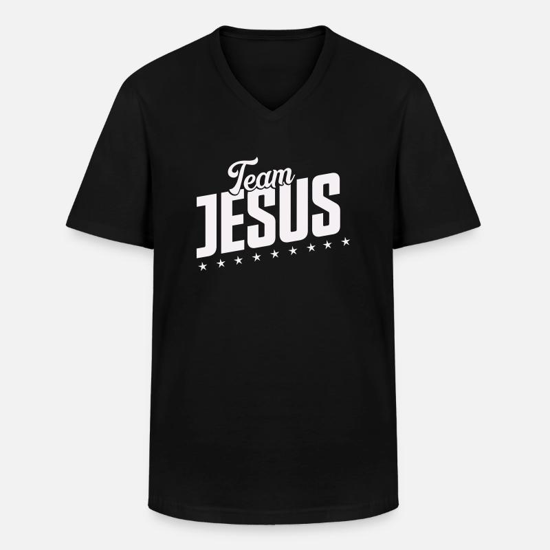 team jesus - Männer-T-Shirt mit V-Ausschnitt - Schwarz