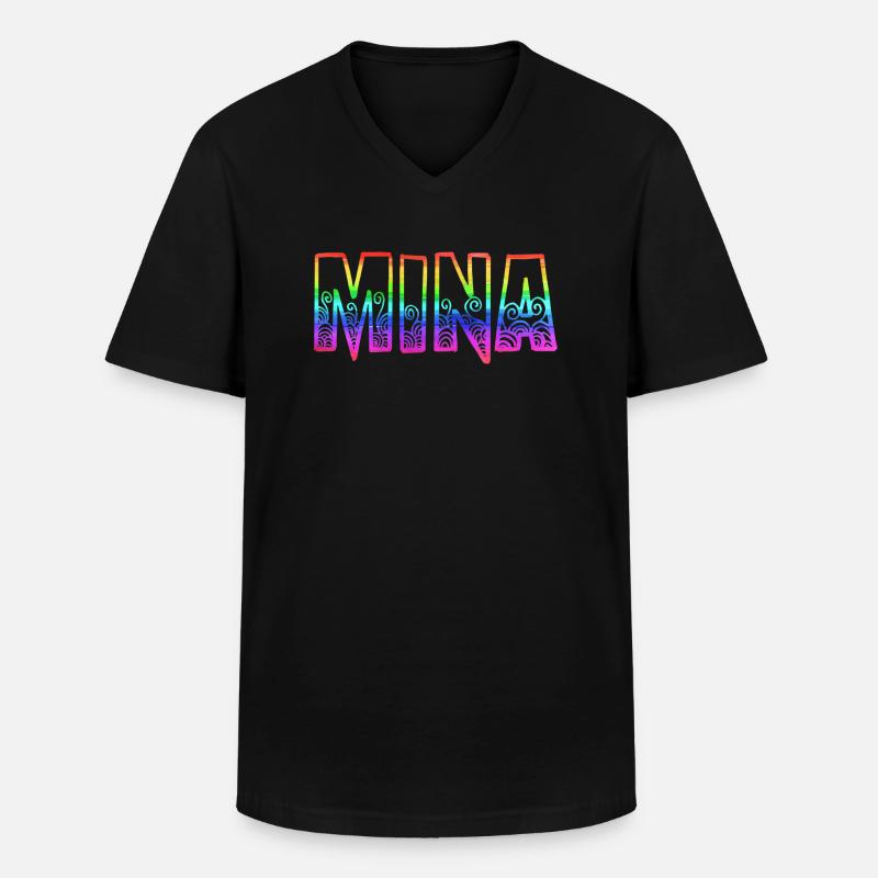 mina rs regenbogen - Männer-T-Shirt mit V-Ausschnitt - Schwarz