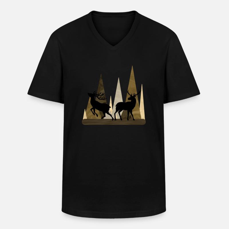 Hirsch - Männer-T-Shirt mit V-Ausschnitt - Schwarz