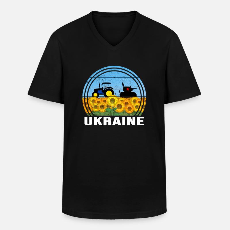 UKRAINE-TRAKTOR ukrainischer FRONT-SUPPORT - Männer-T-Shirt mit V-Ausschnitt - Schwarz