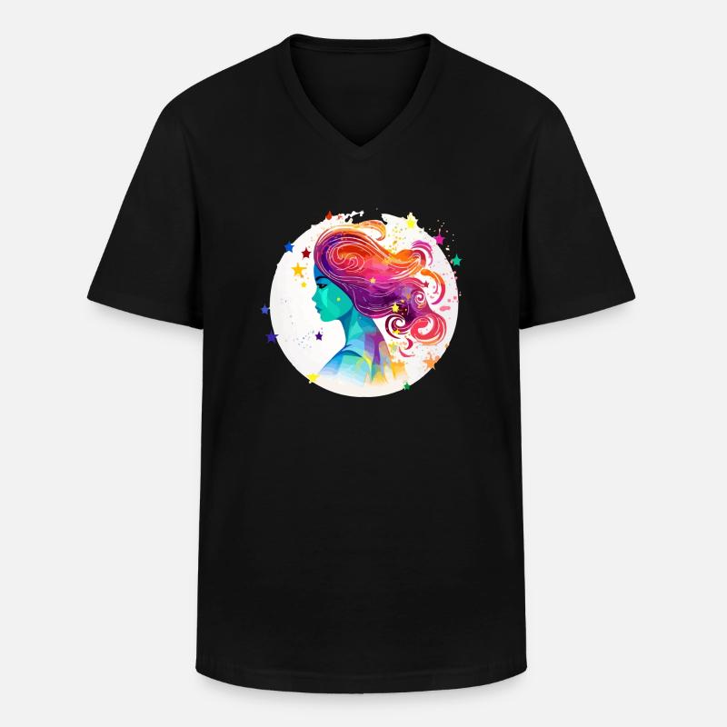 Amo Wassermann - Männer-T-Shirt mit V-Ausschnitt - Schwarz