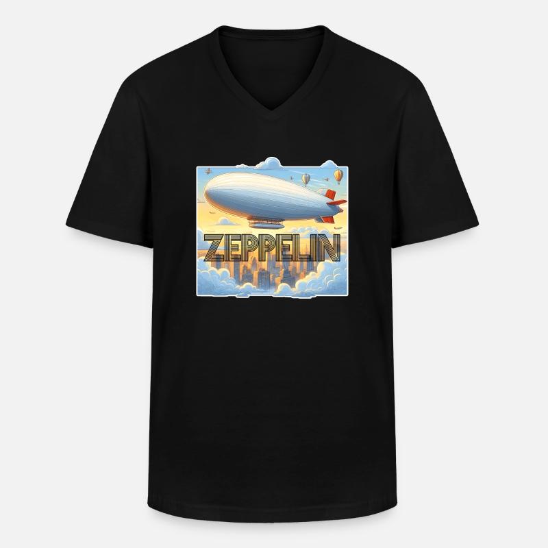 Zeppelin Luftschiff - Männer-T-Shirt mit V-Ausschnitt - Schwarz