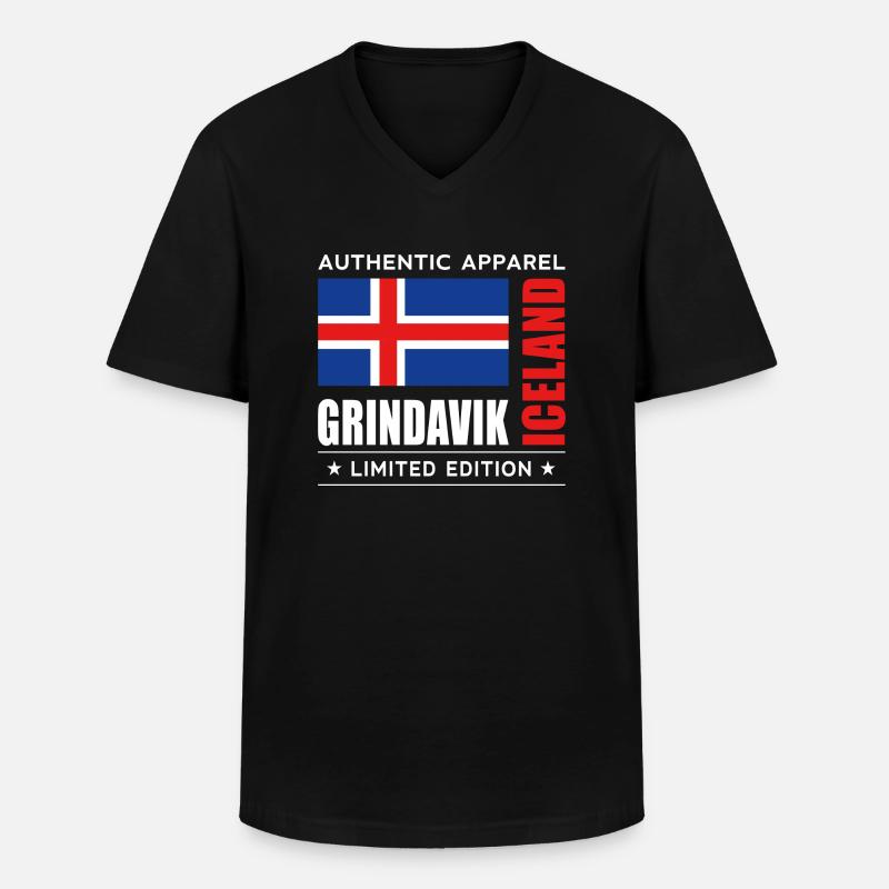 Grindavik - Männer-T-Shirt mit V-Ausschnitt - Schwarz