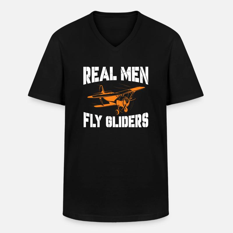 Real Men fly gliders - Männer-T-Shirt mit V-Ausschnitt - Schwarz
