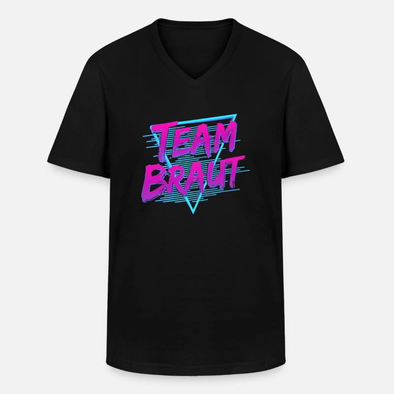 Team Braut (80s Style) - Männer-T-Shirt mit V-Ausschnitt - Schwarz