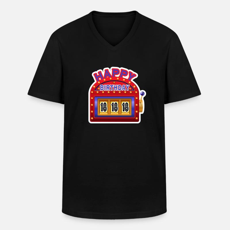 Happy Birthday 18 - Männer-T-Shirt mit V-Ausschnitt - Schwarz