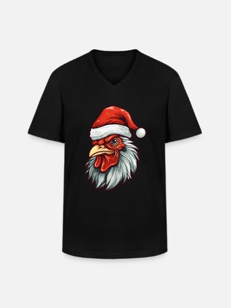 Rooster Head Christmas Xmas - Men's V-Neck T-Shirt - black