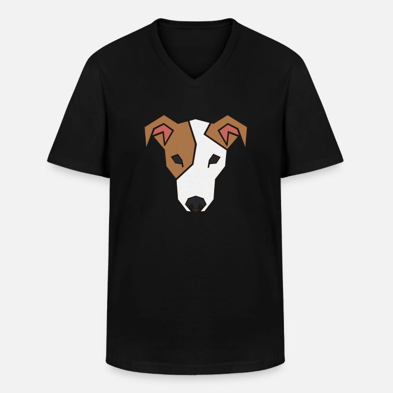 Jack Russell Faces 2a - Männer-T-Shirt mit V-Ausschnitt - Schwarz